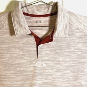 Oakley Men's Tailored Fit‎ Polo Shirt Size S Red Heather Stripe Golf Athletic